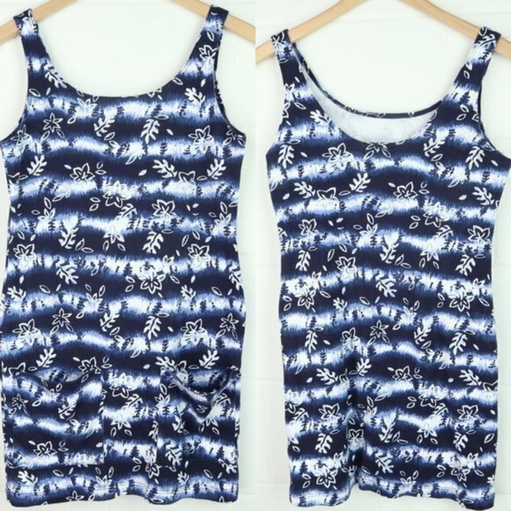 Vtg Jantzen Coastal Zone S Tank Top Tunic Minidress Swim Coverup Tight Dress
